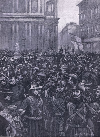 The CIVs Marching Down Ludgate Hill, on the Way to the Mansion House to Waterloo Station by E.S. Hodgson