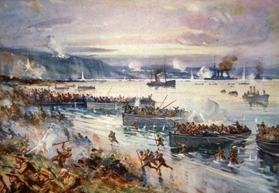 The Landing of the Australians at Gallipoli, April 1915 by E.S. Hodgson