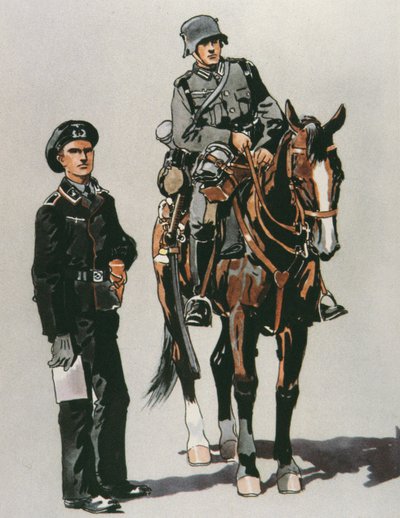 Tank Officer and Mounted Soldier of the German Army by E. (after) Dobrich