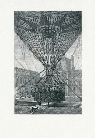 Panoramic Viewing Platform Using a Hot Air Balloon, pub. c.1880 by E. A. Tilly