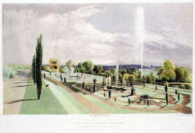 Lower Terrace Garden, Worsley Hall, Published by Thomas McLean by E. Adveno Brooke