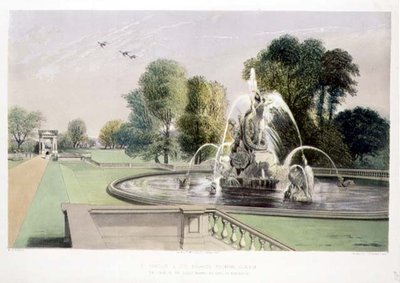 St. George and the Dragon Fountain, Holkham, pub. by Thomas McLean by E. Adveno Brooke