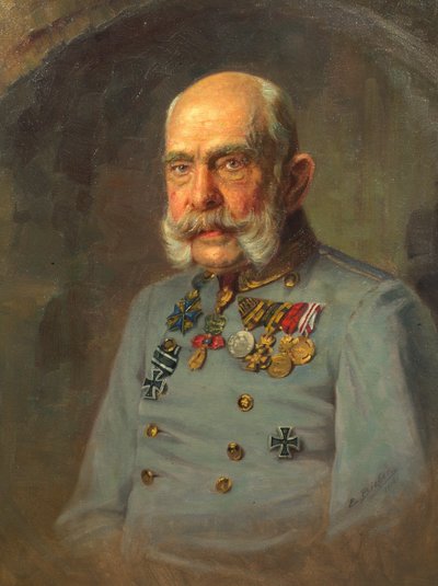 Emperor Franz Joseph I in the Service Uniform of an Austrian Field Marshal by E. Bieber
