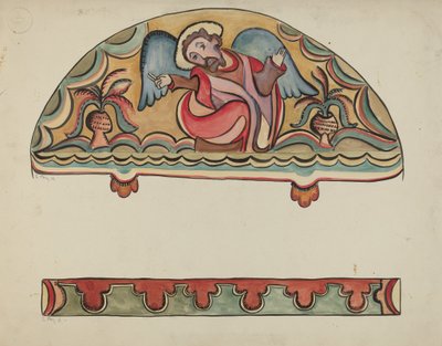 Lunette and Detail from Altar Church at Sanctuario, Chimayo, 1935-1942 by E. Boyd