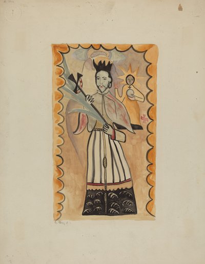 St. John Nepomucene-Painted on Buffalo Hide Prior to 1800, 1935-1942 by E. Boyd