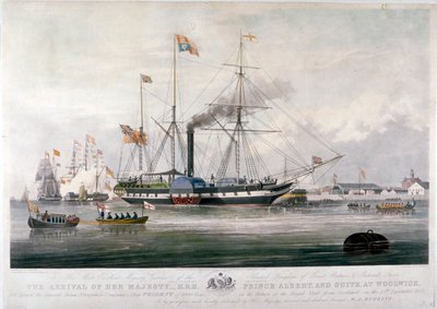 Queen Victoria and Prince Albert Arriving at the Royal Dockyard, Woolwich, Kent by E Duncan