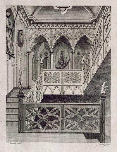 Staircase at Strawberry Hill, engraved by J. Newton, from 