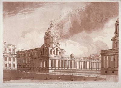 View of the Fire at Greenwich Hospital, London, on the Morning of 2nd January by E Edye
