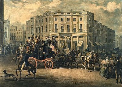 "The Age" Brighton Coach at the Bull and Mouth, Regent Circus by E. F. Lambert