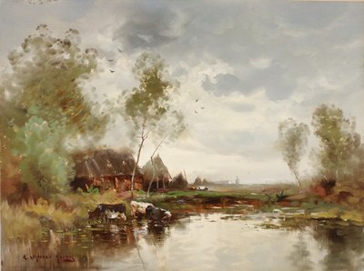 Landscape with Windmill, late 19th-early 20th century by E. Landseer Harris
