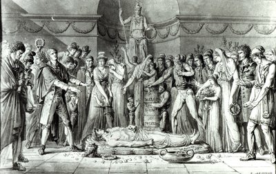 The Funeral of Jean Paul Marat in the Chapel of the Club des Cordeliers (16th July 1793) by E. Le Sueur