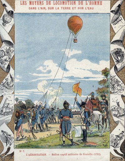 Balloon built by French engineer Jean Marie Joseph Coutelle (1748-1835) for the French Revolutionary armies to spy on their enemies by E. Letellier