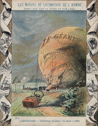 Fall of the aerostat Le Giant close to Hanover - October 1863 by E. Letellier