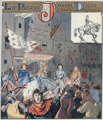 The Entrance of Joan of Arc into Orleans on 8th May 1429 - From a protective sleeve for school books, late 19th century - illustration by E Letellier by E. Letellier