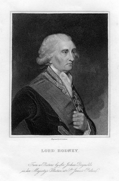 Admiral George Brydges Rodney 1719-1792, 1st Baron Rodney, 19th century by E. Scriven