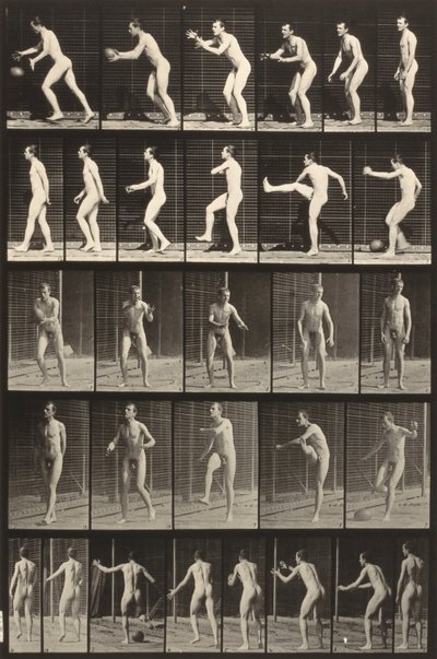 Animal Locomotion (plate 300) (Man Kicking a Ball) by Eadweard Muybridge