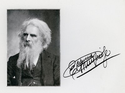 Eadweard Muybridge, portrait and signature by Eadweard Muybridge