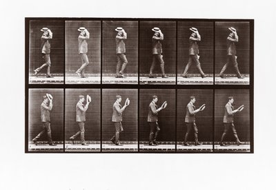 Man doffing his boater, Plate 44 from Animal Locomotion by Eadweard Muybridge