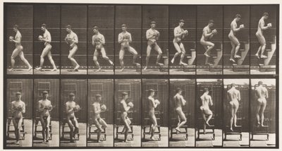 Plate 151. Descending Step Ladder, Turning Around, Rock in Hands by Eadweard Muybridge