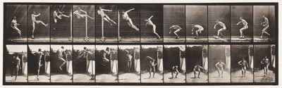 Plate 158. Jumping; Running Twist High Jump (Shoes) by Eadweard Muybridge