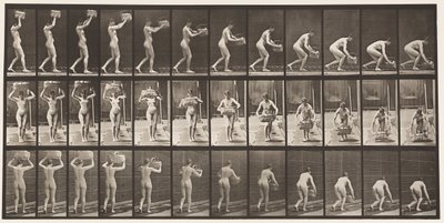 Taking 12-lb Basket from Head, Putting it on the Ground by Eadweard Muybridge