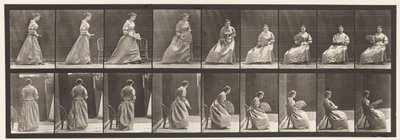 Sitting and Flirting a Fan by Eadweard Muybridge