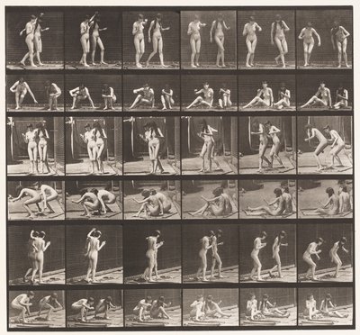 Plate 245. Two Models Turning Around Sitting on the Ground by Eadweard Muybridge