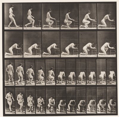 Kneeling, Elbows on Chair, Hands Clasped by Eadweard Muybridge