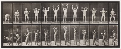 Plate 322. Lifting and Letting Down Two 50-lb Dumb-Bells by Eadweard Muybridge