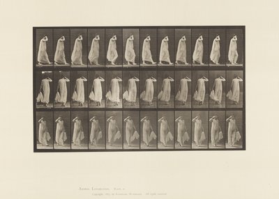 Walking, Left Hand Holding Dress, Right Hand at Face by Eadweard Muybridge