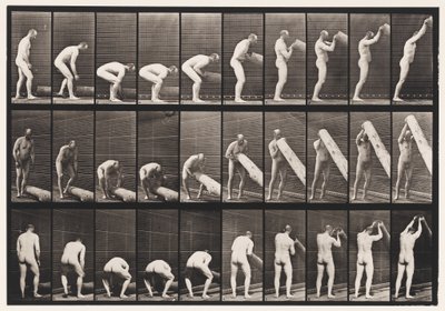 Lifting A Log on End by Eadweard Muybridge