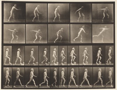 A, Throwing Disk; B, Ascending Steps; C, Walking by Eadweard Muybridge