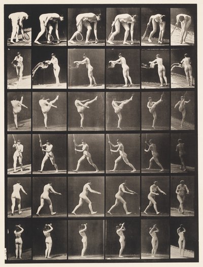 Plate 526. Lifting Ball, Emptying Bucket of Water by Eadweard Muybridge