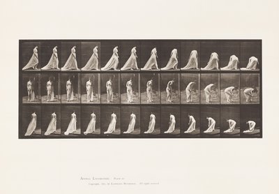 Plate 56. Walking, Turning and Stooping to Lift Train by Eadweard Muybridge