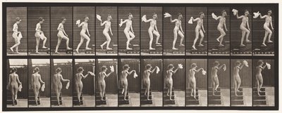Plate 96. Ascending Stairs Looking Around; Waving Handkerchief by Eadweard Muybridge