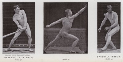 The Human Figure in Motion: Baseball, low ball; Baseball, error by Eadweard Muybridge