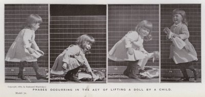The Human Figure in Motion: Phases occurring in the act of lifting a doll by a child by Eadweard Muybridge
