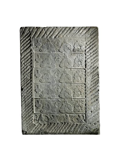Small Molded Pottery Tile by Eastern Han Dynasty Chinese School