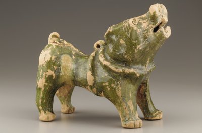 Tomb figure of a barking dog by Eastern Han Dynasty Chinese School