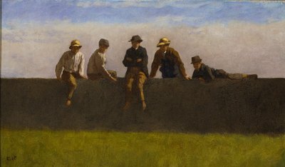 Five Boys on a Wall by Eastman Johnson