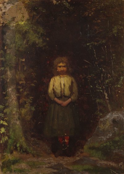On the Hillside (recto); Girl in the Woods (verso) by Eastman Johnson