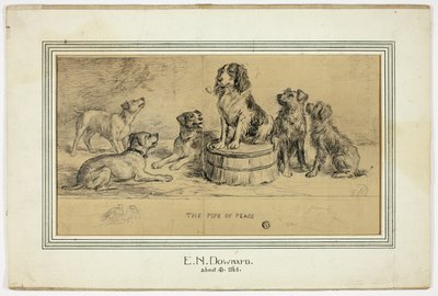 The Pipe of Peace (front); Sketch of Village Street (back) by Ebenezer Newman Downard