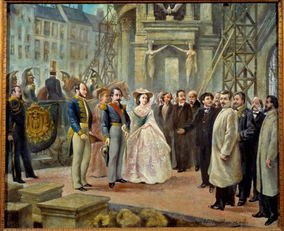 Napoleon III and Empress Eugenie Visiting the Works of the Opera Garnier in Paris by Ed. (after) Gilis