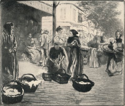Open air market, Avenue de Clichy, 1915 by Edgar Chahine