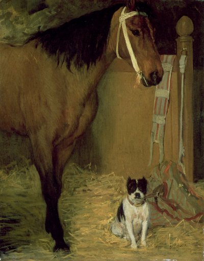 At the Stable, Horse and Dog by Edgar Degas