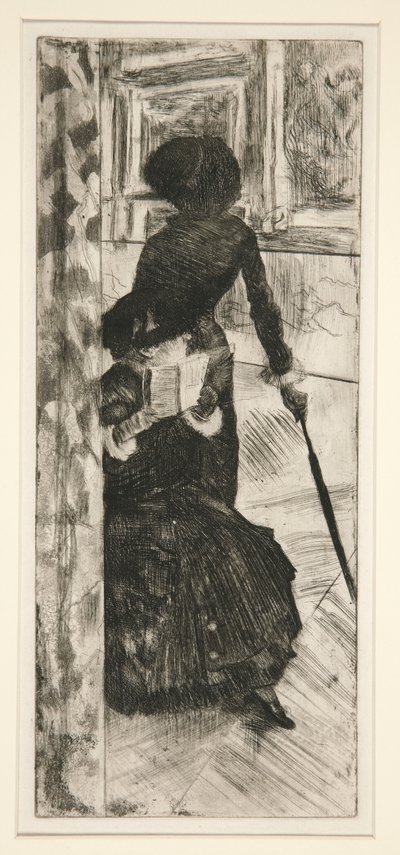 At the Louvre: Painting (Mary Cassatt) by Edgar Degas