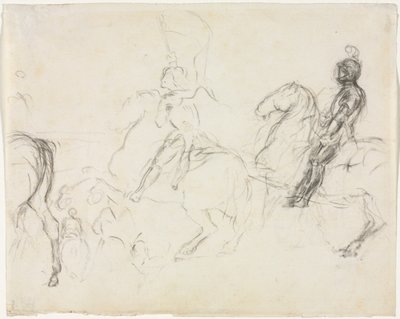 Battle Scene with Armored Figures on Horseback (recto) by Edgar Degas