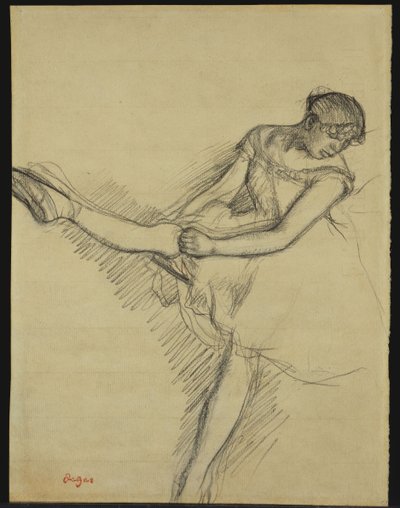 Dancer Seated, Readjusting Her Stocking, c.1880 by Edgar Degas