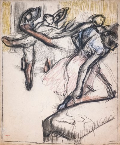 Dancers Practicing at the Opera Foyer by Edgar Degas