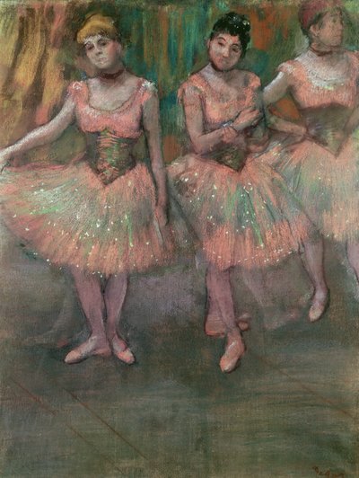 Dancers Wearing Salmon Coloured Skirts by Edgar Degas